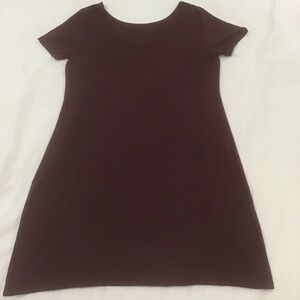 Daily Ritual Jersey Standard-Fit Ballet-Back Burgundy T-Shirt Dress, Size L